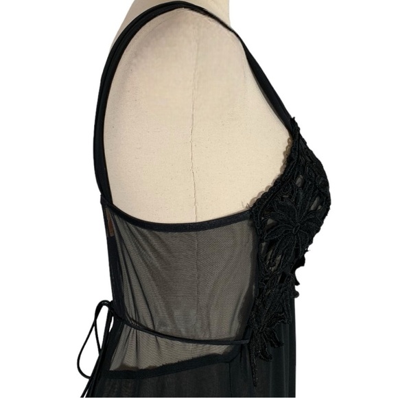 Vintage Sleeveless Lace Embroidered Lace Midi Chemise Slip Dress Size Medium - Picture 8 of 10